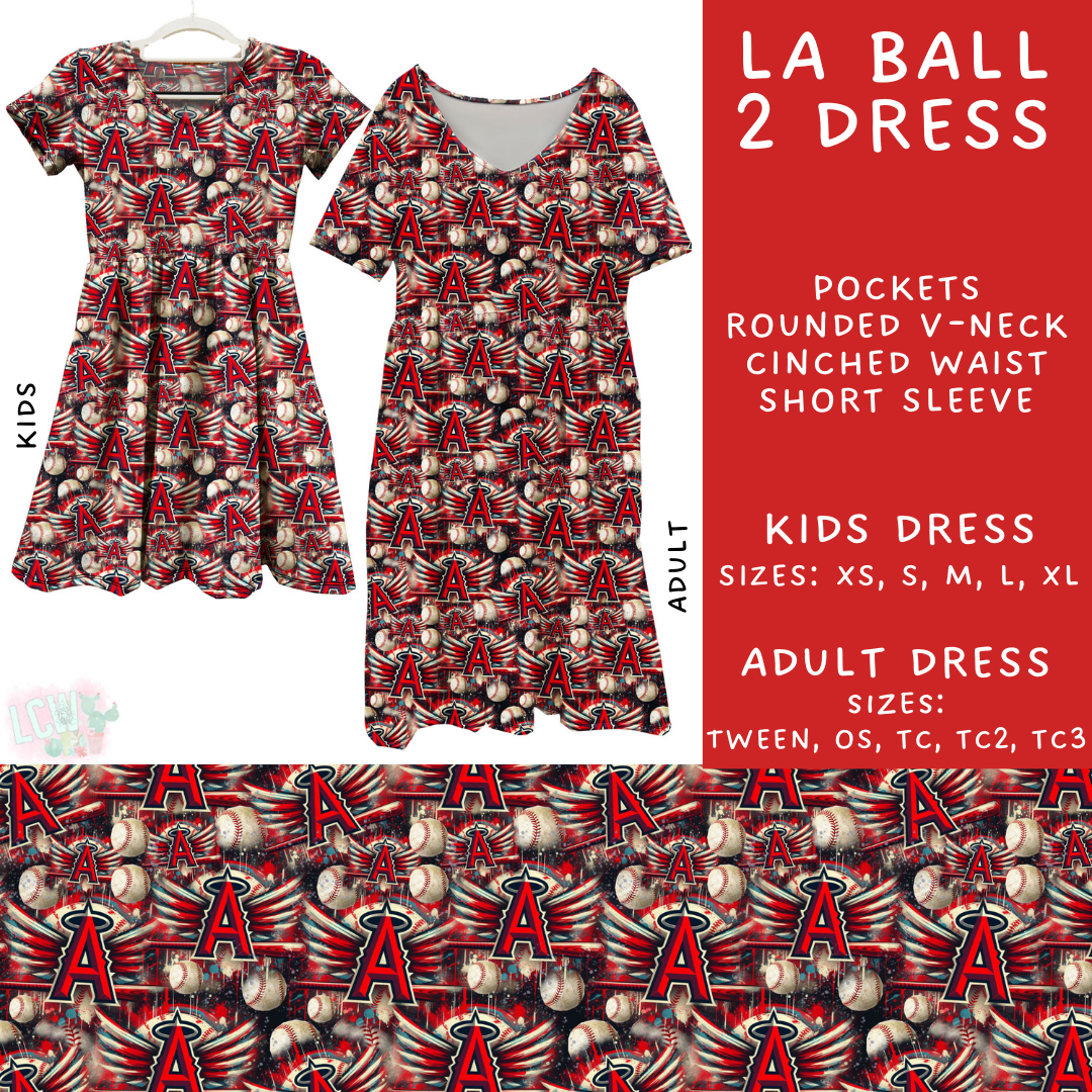 Batch #498 - Strike Out 3 - Closes 3/2 - ETA early May - LA Ball 2 Adult & Kids Dresses - Alonna's Legging Land