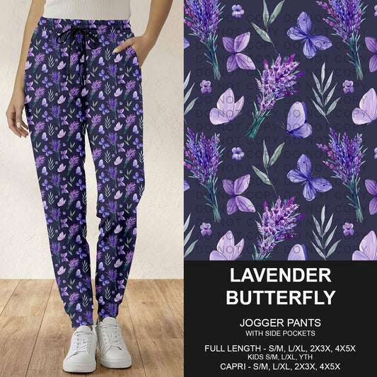 B293 - Preorder Lavender Butterfly Joggers (Closes 5/31. ETA: early Aug.)