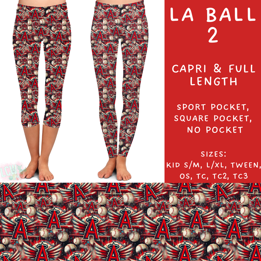 Batch #498 - Strike Out 3 - Closes 3/2 - ETA early May - LA Ball 2 Full and Capri Length Leggings - Alonna's Legging Land