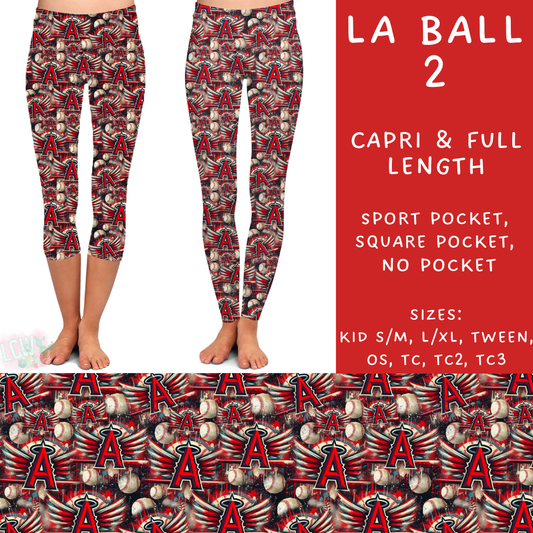 Batch #498 - Strike Out 3 - Closes 3/2 - ETA early May - LA Ball 2 Full and Capri Length Leggings - Alonna's Legging Land