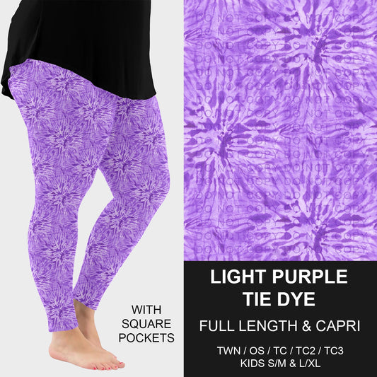 B279 - Preorder Light Purple Tie Dye Leggings w/ Pockets (Closes 3/18. ETA: late May)