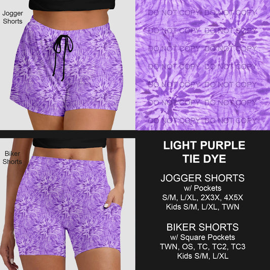 B279 - Preorder Light Purple Tie Dye Jogger/Biker Shorts (Closes 3/18. ETA: late May)