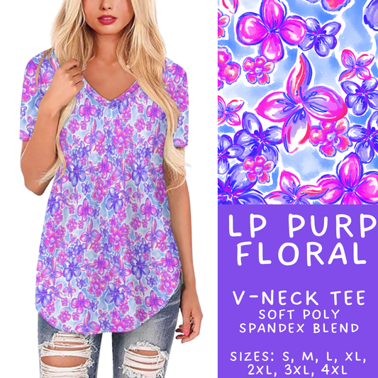 Batch #426 - LP Collection - Closes 10/8 - ETA late Nov - LP Purp Floral V-Neck Tee