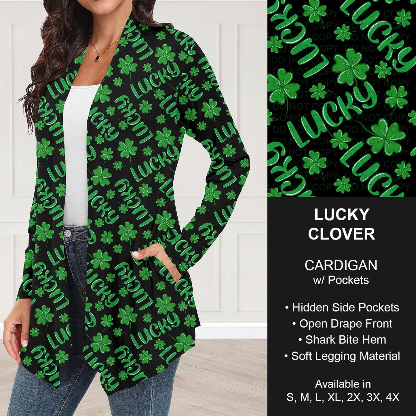 B268 - Preorder Lucky Clover Cardigan w/ Pockets (Closes 12/28. ETA: mid Feb.)