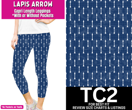 Lapis Arrow Capri Length Leggings w/ Pockets