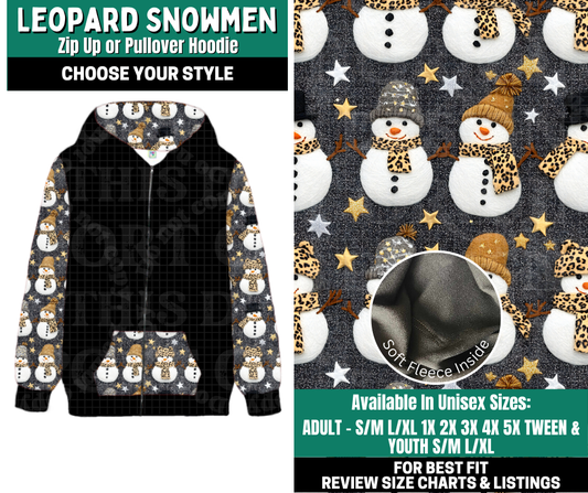 Preorder! Closes 10/27. ETA Jan. Leopard Snowman Zip-Up or Pullover Hoodie