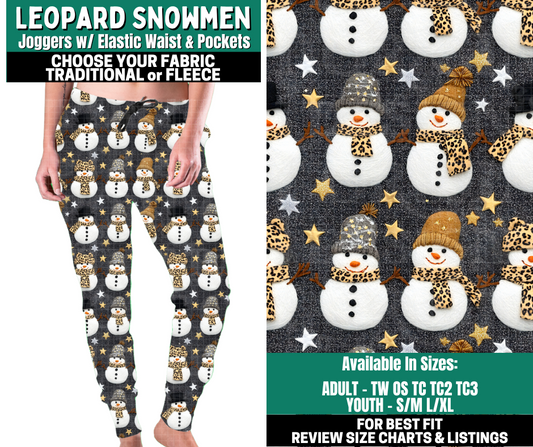 Preorder! Closes 10/27. ETA Jan. Leopard Snowmen Joggers Choose Fleece or Traditional
