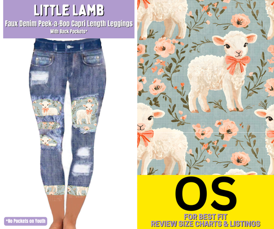 Little Lamb Capri Faux Denim Peekaboo - Alonna's Legging Land