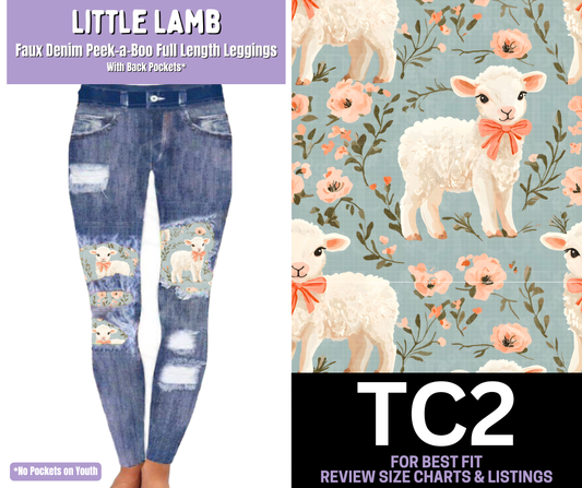 Little Lamb Faux Denim Full Length Peekaboo Leggings