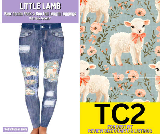 Little Lamb Faux Denim Full Length Peekaboo Leggings