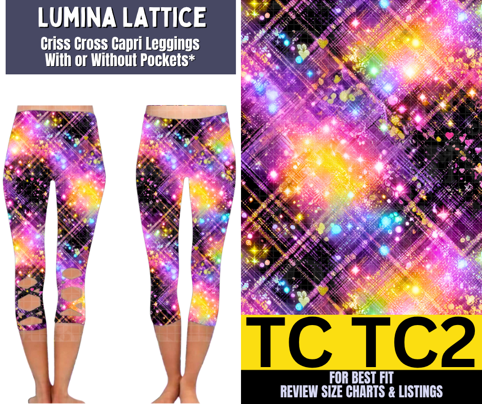 Lumina Lattice Criss Cross Capri w/ Pockets - Alonna's Legging Land
