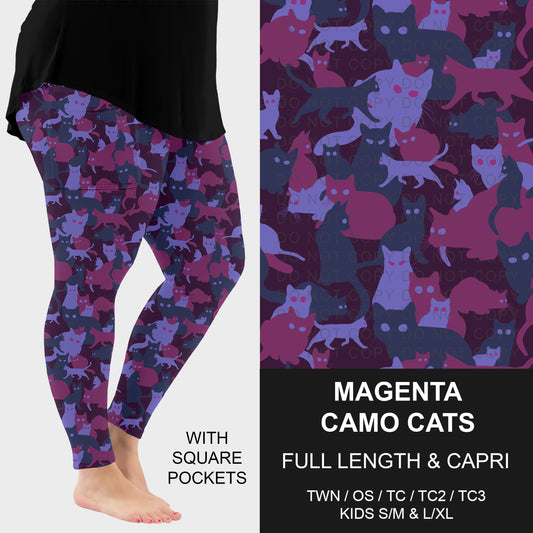 B310 - Preorder Magenta Camo Cats Leggings w/ Pockets (Closes 8/30. ETA: late Oct.)