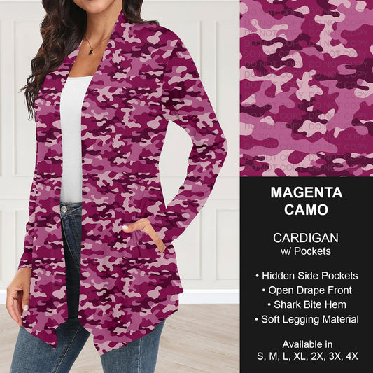 B251 - Preorder Magenta Camo Cardigan w/ Pockets (Closes 9/14. ETA: mid Nov.)