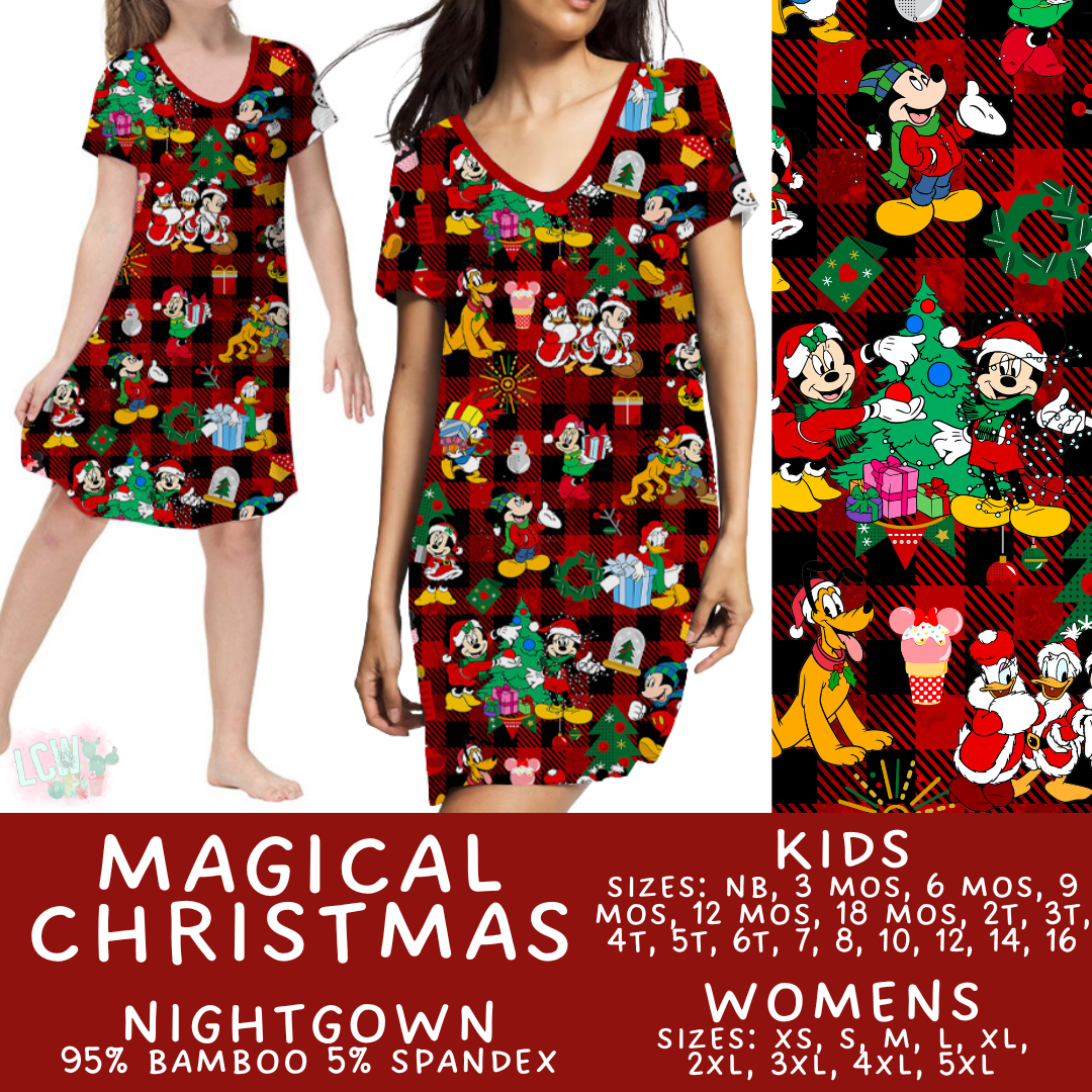 Ready to Ship - Magical Christmas Adult & Kid's Bamboo Nightgown - 5T, 6T, 10 & Adult L