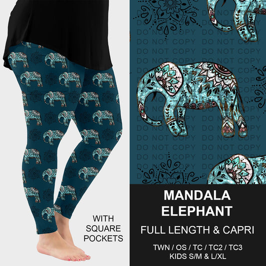 B227 - Preorder Mandala Elephant Leggings w/ Pockets (Closes 5/04. ETA: mid July)