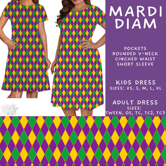 Batch #605 - Mardi Party - Closes 10/28 - ETA late Dec - Mardi Diam Adult & Kids Dresses