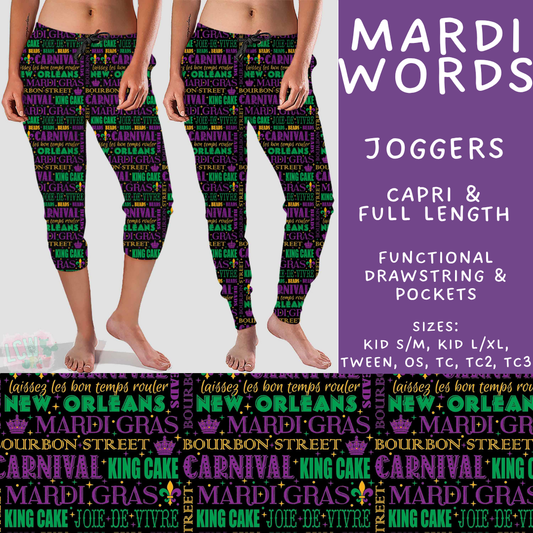 Batch #605 - Mardi Party - Closes 10/28 - ETA late Dec - Mardi Words Full and Capri Length Joggers