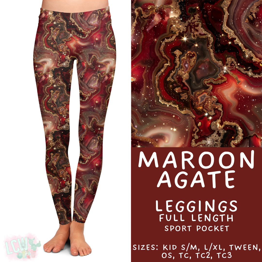 Batch #448 - Agate Collection - Closes 11/17 - ETA early Jan - Maroon Agate Full Length Leggings