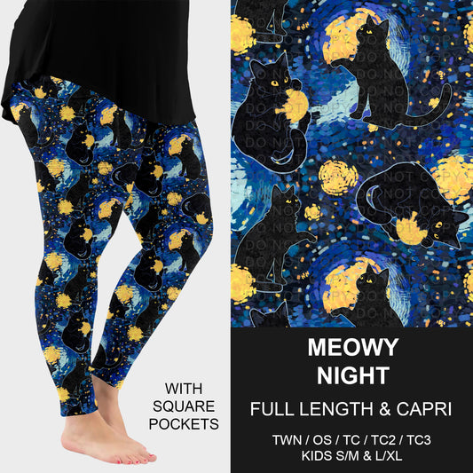 B319 - Preorder Meowy Night Leggings w/ Pockets (Closes 11/01. ETA: early Jan.)