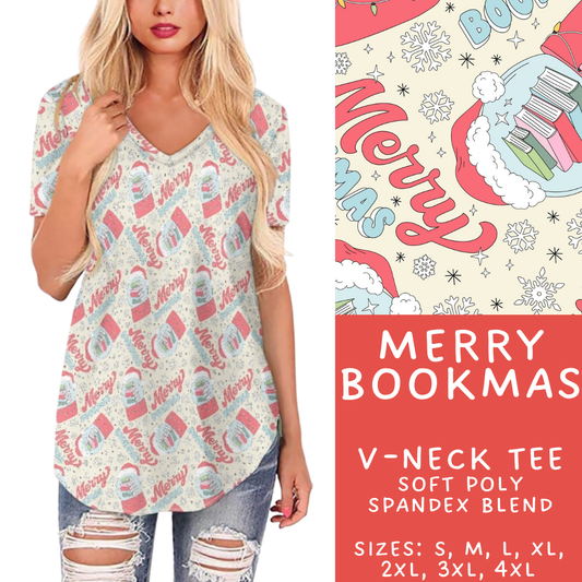 Batch #424 - Jingle All The Way - Closes 10/3 - ETA mid/late Nov - Merry Bookmas V-Neck Tee