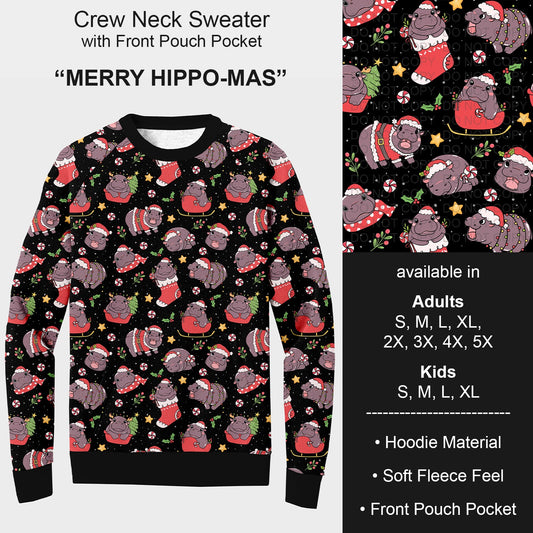 B254 - Preorder Merry Hippo-mas Sweater w/ Front Pocket (Closes 10/05. ETA early Dec.)