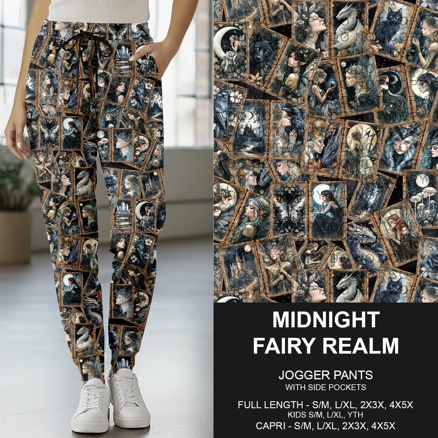 B276 - Preorder Midnight Fairy Realm Joggers (Closes 3/01. ETA: early May) - Alonna's Legging Land
