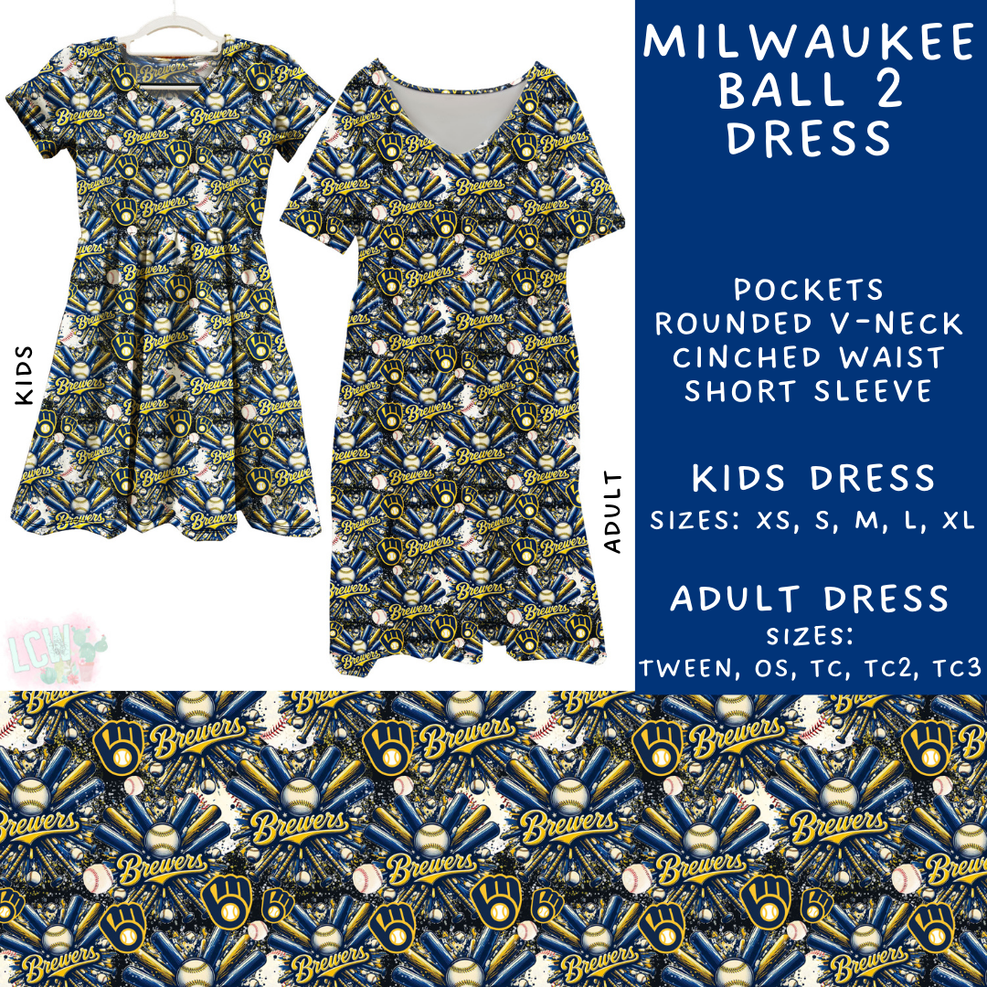 Batch #498 - Strike Out 3 - Closes 3/2 - ETA early May - Milwaukee Ball 2 Adult & Kids Dresses - Alonna's Legging Land