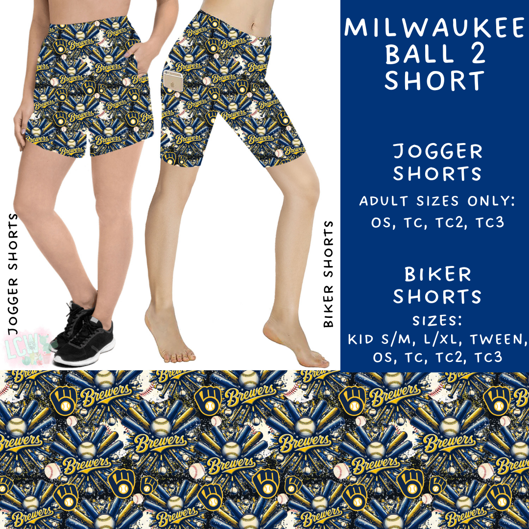 Batch #498 - Strike Out 3 - Closes 3/2 - ETA early May - Milwaukee Ball 2 Biker & Jogger Shorts - Alonna's Legging Land