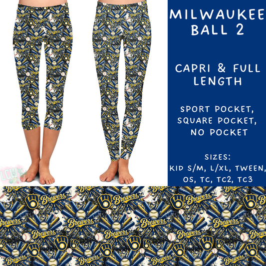 Batch #498 - Strike Out 3 - Closes 3/2 - ETA early May - Milwaukee Ball 2 Full and Capri Length Leggings - Alonna's Legging Land