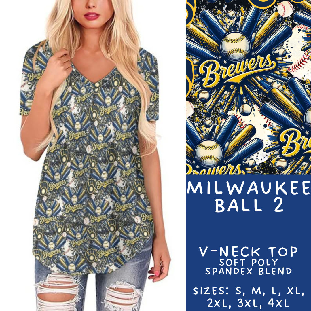 Batch #498 - Strike Out 3 - Closes 3/2 - ETA early May - Milwaukee Ball 2 V-Neck Tee - Alonna's Legging Land
