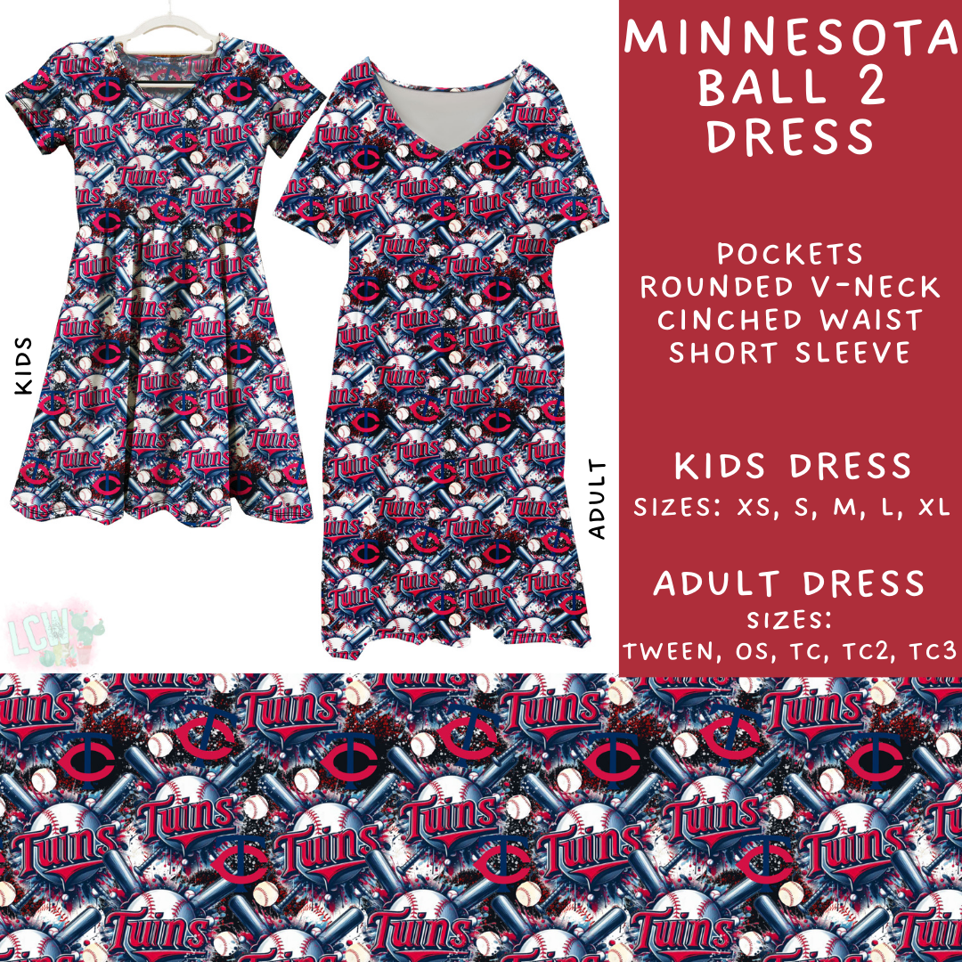 Batch #498 - Strike Out 3 - Closes 3/2 - ETA early May - Minnesota Ball 2 Adult & Kids Dresses - Alonna's Legging Land
