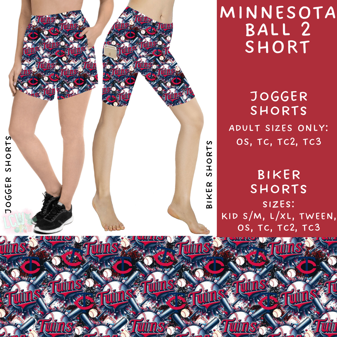 Batch #498 - Strike Out 3 - Closes 3/2 - ETA early May - Minnesota Ball 2 Biker & Jogger Shorts - Alonna's Legging Land