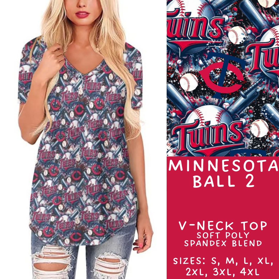 Batch #498 - Strike Out 3 - Closes 3/2 - ETA early May - Minnesota Ball 2 V-Neck Tee - Alonna's Legging Land