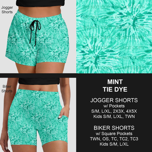 B279 - Preorder Mint Tie Dye Jogger/Biker Shorts (Closes 3/18. ETA: late May)