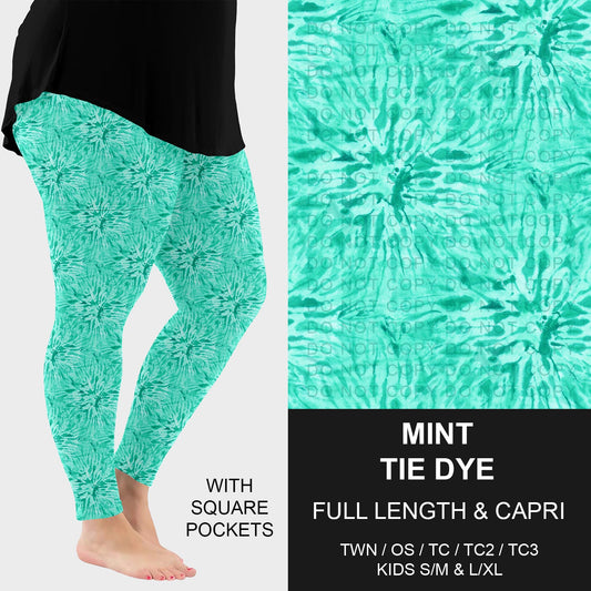 B279 - Preorder Mint Tie Dye Leggings w/ Pockets (Closes 3/18. ETA: late May)