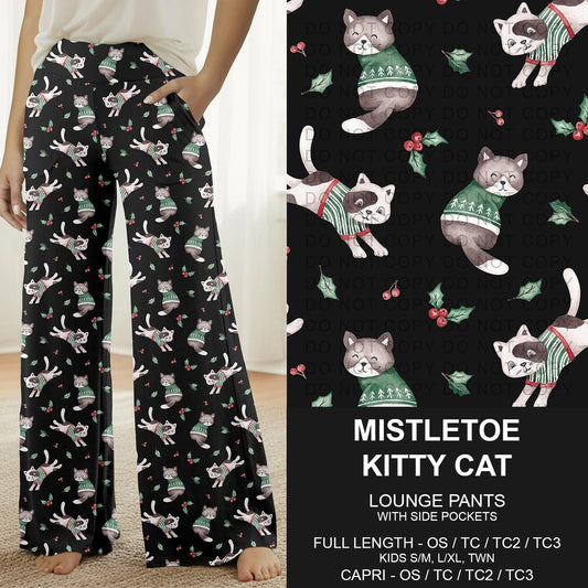 B303 - Preorder Mistletoe Kitty Cat Lounge Pants (Closes 7/26. ETA: early Oct.)