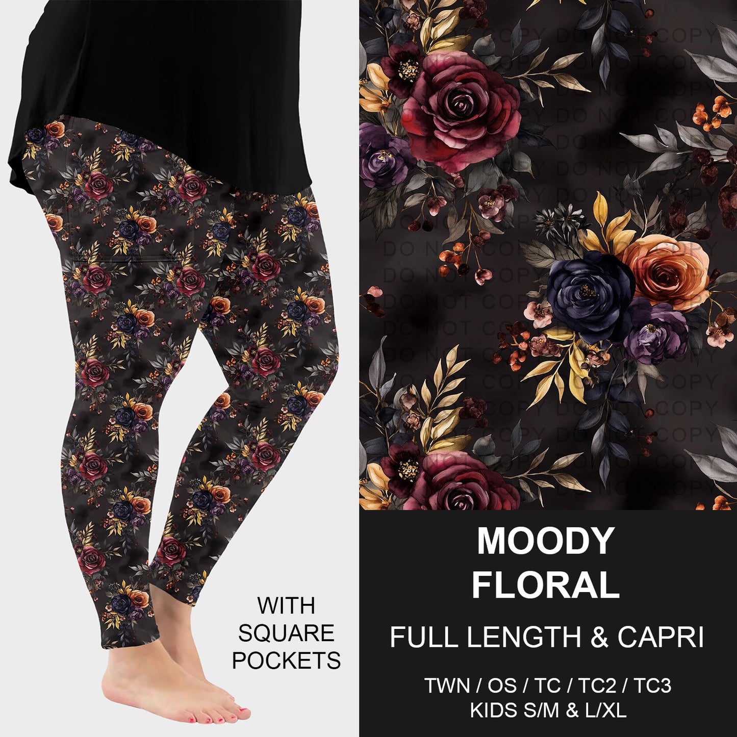 B262 - Preorder Moody Floral Leggings w/ Pockets (Closes 11/23. ETA: late Jan.)