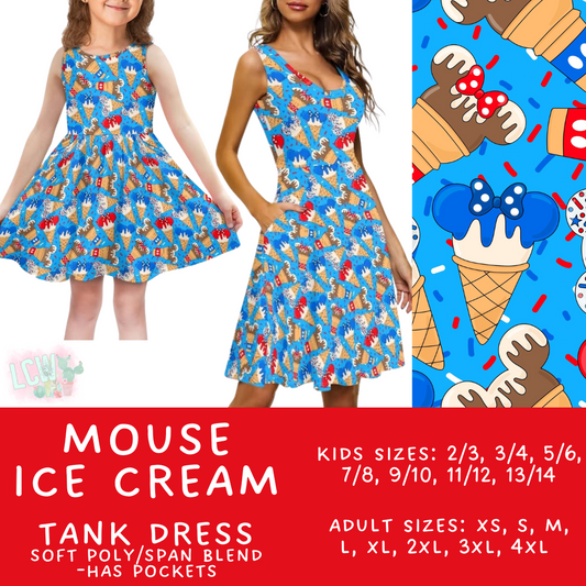 Batch #338 - Magical 4th of July - Closes 5/7 - ETA mid June - Mouse Ice Cream Women's & Girl's Tank Dress