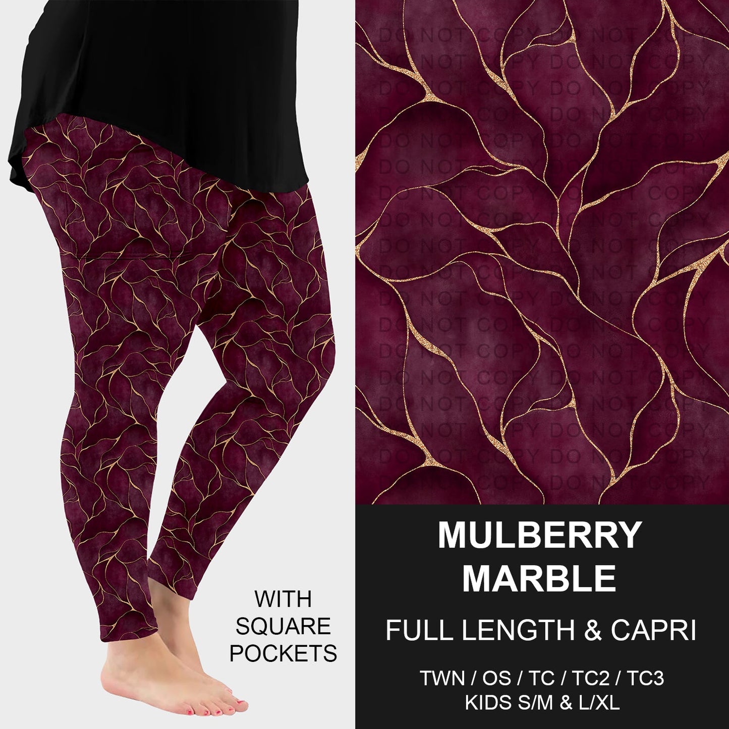 B261 - Preorder Mulberry Marble Leggings w/ Pockets (Closes 11/16. ETA: late Jan.)