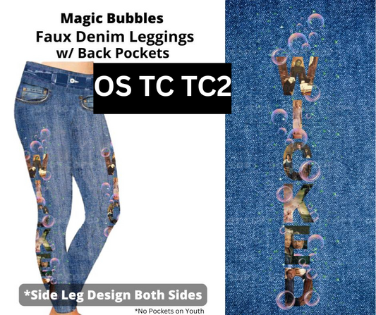 Magic Bubbles Full Length Faux Denim w/ Side Leg Designs