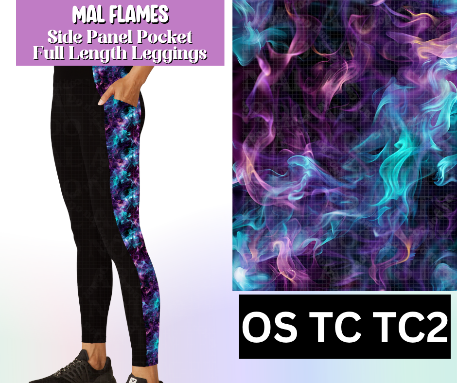 Mal Flames Side Panel Pocket Full Length Leggings