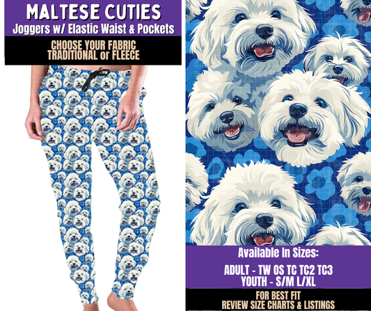 Preorder! Closes 8/5. ETA Nov. Maltese Cuties Joggers Choose Fleece or Traditional