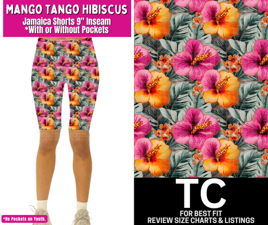 Mango Tango Hibiscus Jamaica Shorts w/ Pockets