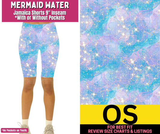Mermaid Water Jamaica Shorts w/ Pockets