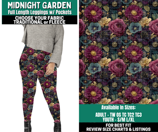 Preorder! Closes 10/27. ETA Jan. Midnight Garden Leggings Choose Fleece or Traditional