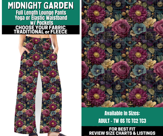 Preorder! Closes 10/27. ETA Jan. Midnight Garden Lounge Pants Choose Fleece or Traditional