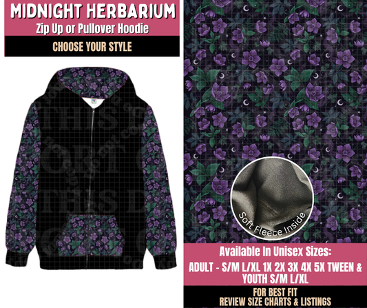 Preorder! Closes 10/1. ETA Dec. Midnight Herbarium Zip-Up or Pullover Hoodie