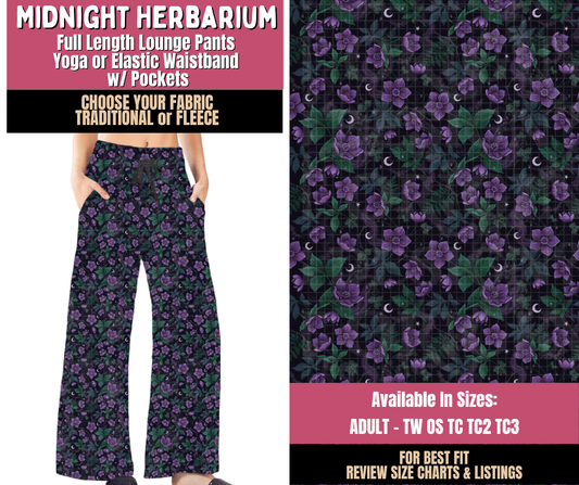 Preorder! Closes 10/1. ETA Dec. Midnight Herbarium Lounge Pants Choose Fleece or Traditional