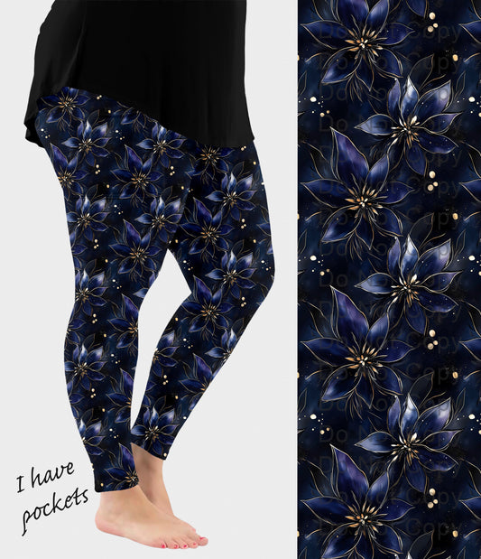 RTS - Midnight Blooms Leggings w/ Pockets