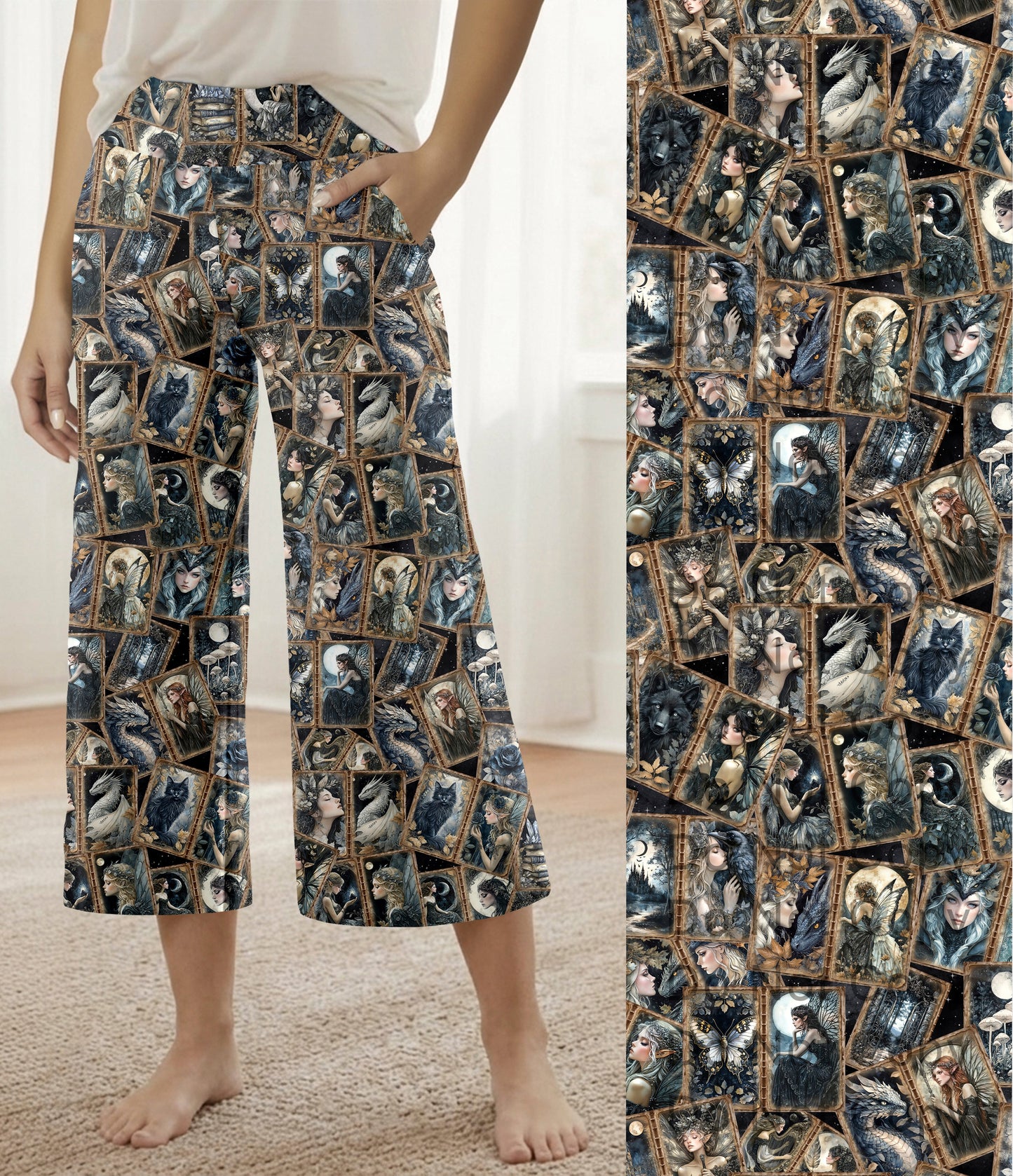 RTS - Midnight Fairy Capri Lounge Pants with Pockets